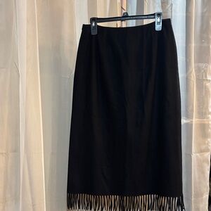 VTG Pendleton Virgin Wool Black Fringe MIDI Maxi Skirt